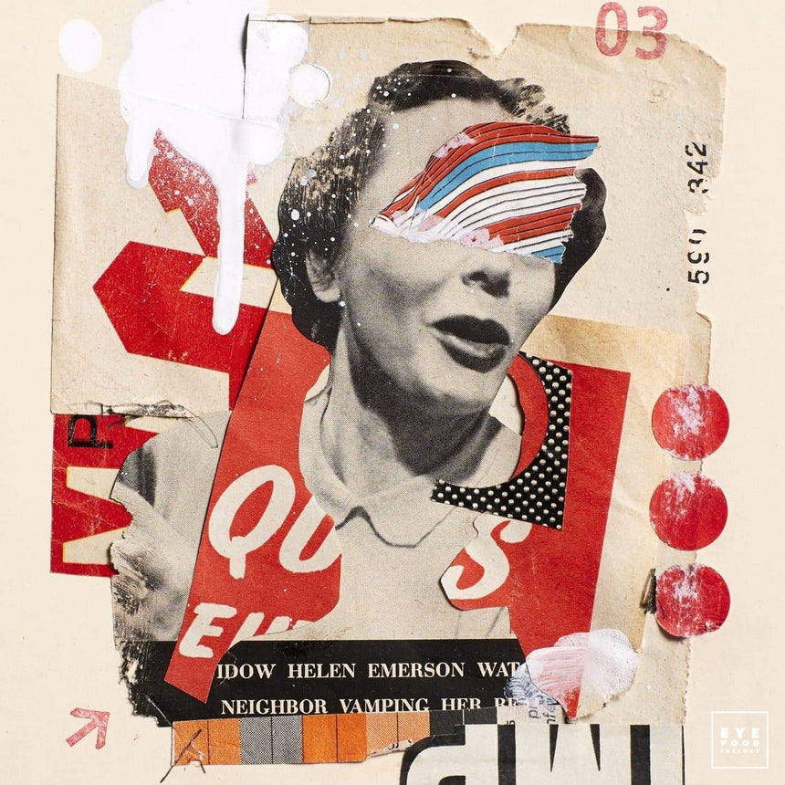 Angry girl - Éditions Limitées @quatuor135135, Collage, Dibond®, Femme,