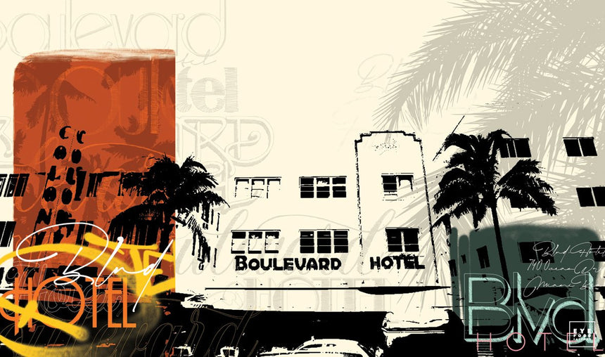 Boulevard Hotel - Éditions Limitées 110x170cm, Brun, Collage, Dibond®,
