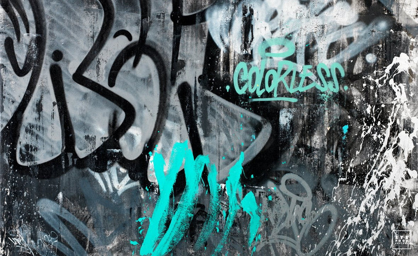 Colorless - Éditions Limitées - 180x110cm, Abstrait, Dibond®, Graffiti, Gris