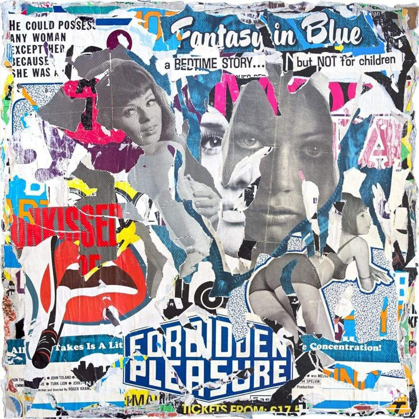 Forbidden pleasure - Éditions Limitées @trio6565, Affiche, Bleu, Collage,