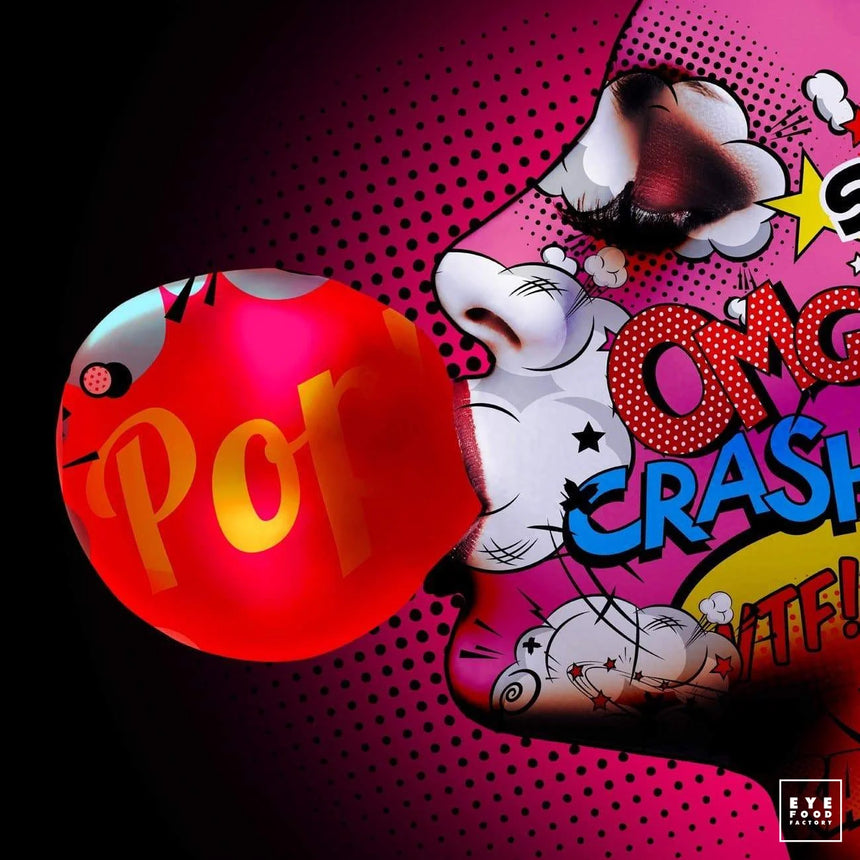 Lady bubble pop - DERNIERS EXEMPLAIRES - 100x100cm, Bulle, Chewing Gum,