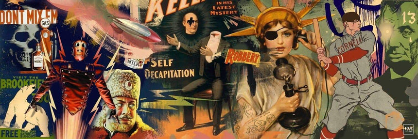 Old Corn - Éditions Limitées - 180x60cm, Amérique, Baseball, cinema, Collage