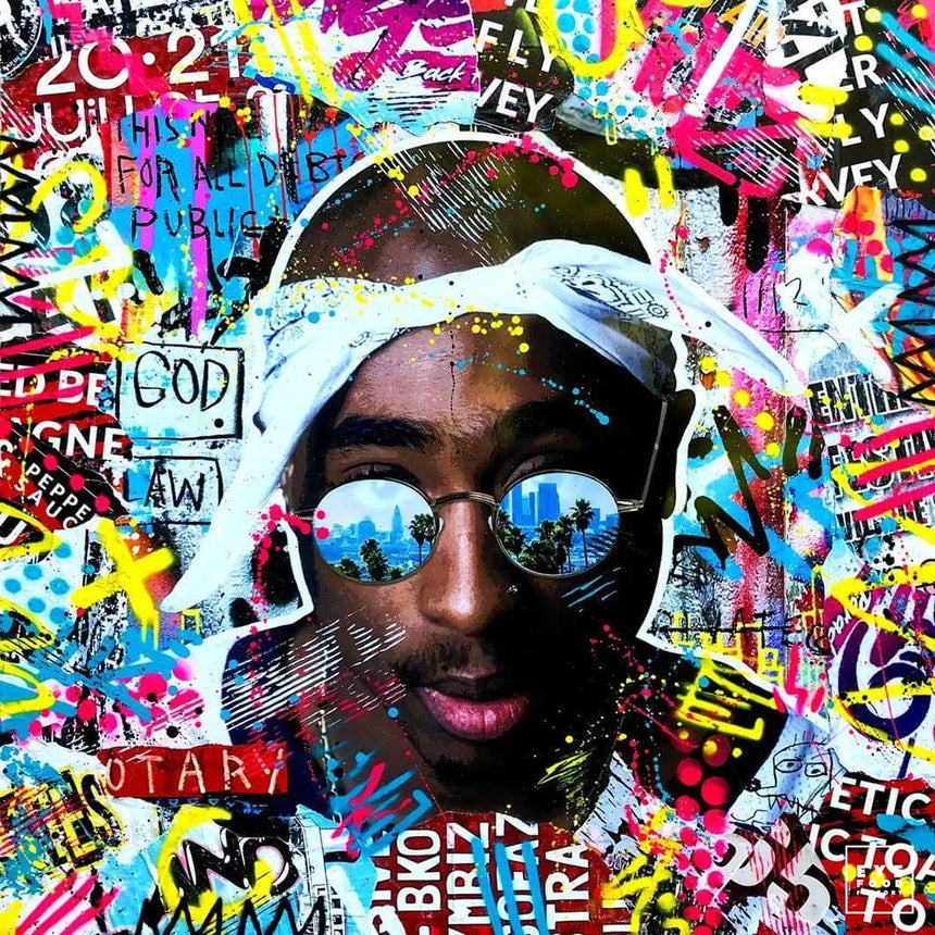 Tupac - DERNIERS EXEMPLAIRES - @trio6565, Bandana, Collage, célébrité, Dibond®